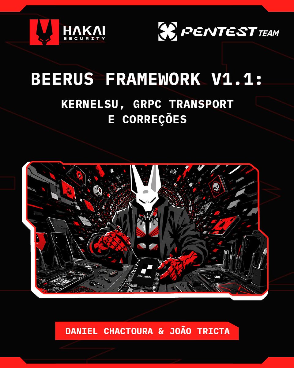 HakaiOffsec's tweet photo. A few months after the initial release of the Beerus Framework, we are publishing version v1.1, a minor update that brings support for new root environments, a relevant architectural change in data transport, integrated auto-update, and a set of accumulated fixes since the first release.

In this post, we detail each change included in this version, the technical context behind each decision, and what it means in practice for those who use Beerus in their day-to-day Android testing.

Authors @_tricta and @d3vchac 

Check it out https://t.co/AhgFvnRbnK