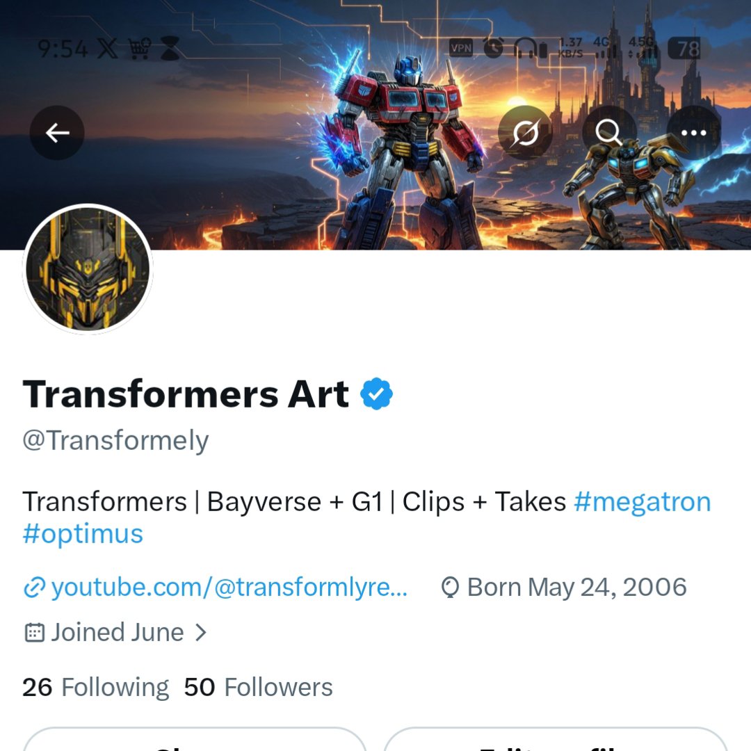 Transformely's tweet photo. Thank y'all family for the 50 followers 👍 

Promise to keep on posting transformers related fan content 
  
Please let's get to 100 followers thank y'all for your likes repost comment I truly appreciate https://t.co/8SS35PyO83