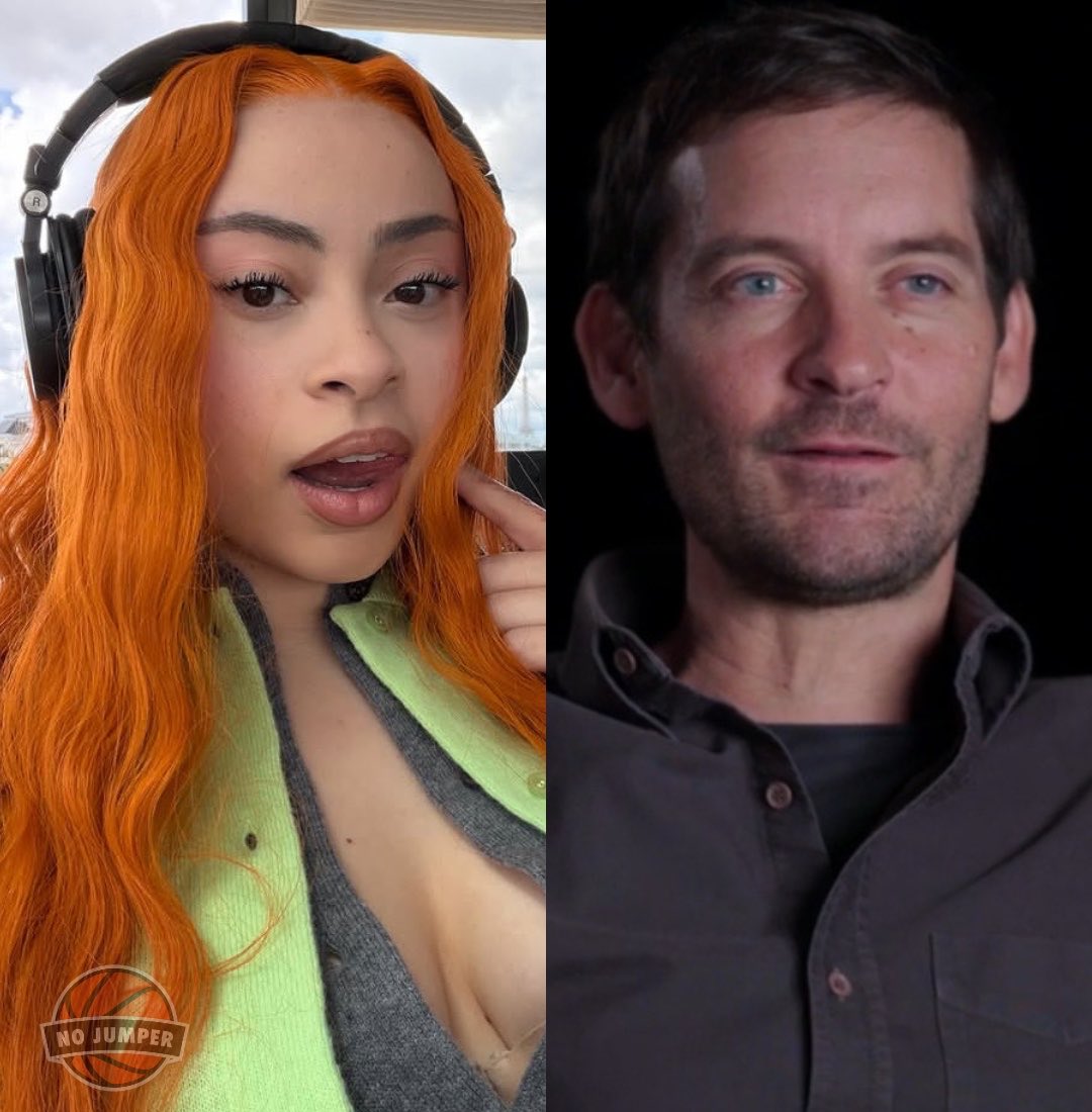 nojumper's tweet photo. 26-year-old Ice Spice and 51-year-old Spider-Man actor Tobey Maguire were seen allegedly kissing each other at Michael Rubin’s annual White Party in the Hamptons, sparking dating rumors after paparazzi photos surfaced online https://t.co/2vusrsFtgn