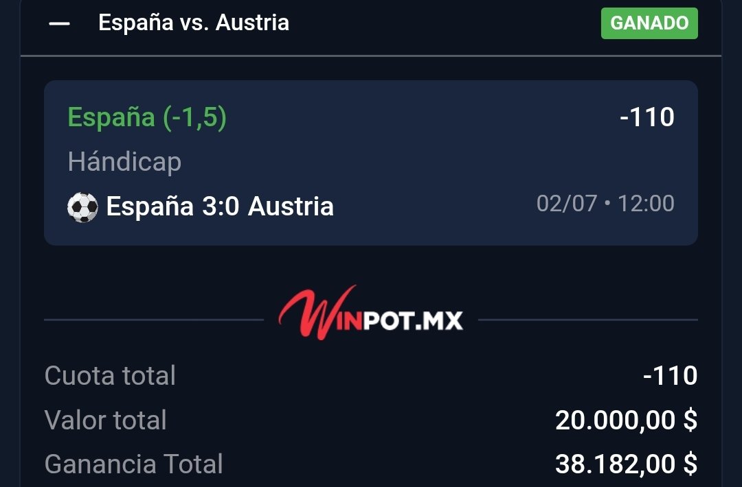 ChapitoApuestas's tweet photo. SE PRENDIÓ EL CERRO 🔥🔥🔥🔥 !!!

Seguimooooos Ganando en mi GRUPO MUNDIAL ⚽️💎 !!

España -1.5 ✅️🇪🇸

Una LOCURA este Grupo.

Ya QUINTUPLICAMOS BANK y vamos por mucho más 👊 !!

A Cobraaaaar mis Chingones ❤️  !! https://t.co/6K7S2xDqAW