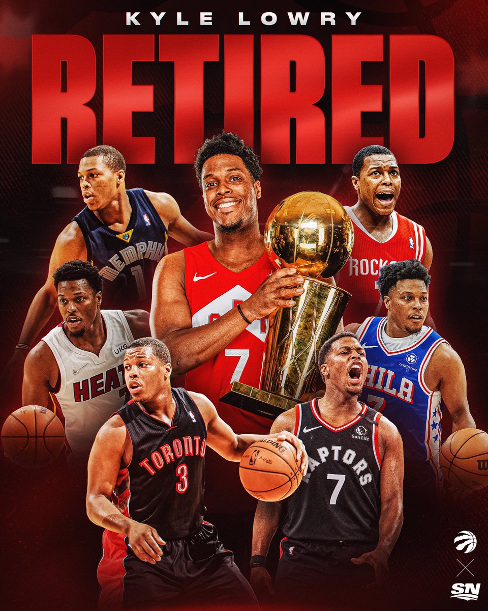 Sportsnet's tweet photo. LOWRY IS RETIRING AS A RAPTOR 🐐

Kyle Lowry is signing a one-day contract to retire with the Toronto Raptors, per @MichaelGrange 🦖 https://t.co/5ikHrMPxMD