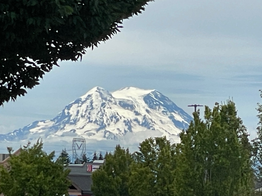 michellezenner's tweet photo. Curious what the Southside snowpack looks like. Here is the view from the West. I suspect the snow melt may rival the 90's era when the snow field was literally a walkable pile of rocks. #wawx #wxtwitter #Yelm #MountRainierWA #drought #snowpack https://t.co/fDoSUxZCRB