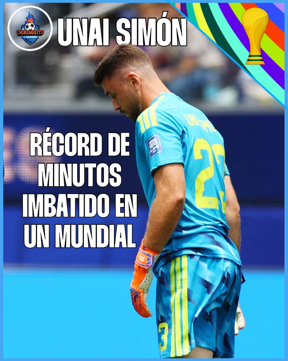 elchiringuitotv's tweet photo. 👑🧤 ¡HISTÓRICO UNAI SIMÓN!

👏 El portero de la selección española supera la legendaria marca de Walter Zenga (517 minutos) y firma el récord absoluto de imbatibilidad en un Mundial. https://t.co/72LQo74S6s
