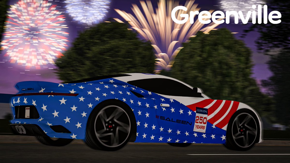 Greenville_RBLX's tweet photo. 🇺🇸 Stars, stripes, fireworks, a new licensed car (+ extras), and some limited time props will race their way into Greenville for us to celebrate America's 250th birthday!

Make sure not to miss out!! An easy, time limited event will offer a generous reward for the occasion. 👀 https://t.co/wP4FagLopN