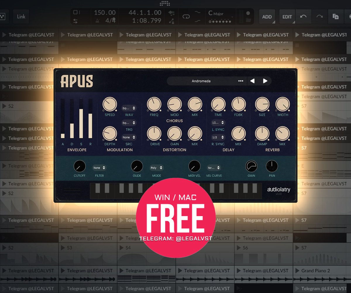 LEGAL_VST's tweet photo. Apus by @audiolatry πΉ
52 lo-fi presets, ADSR, filter, glide, mod, velocity, FX (chorus, dist, delay, reverb)
π» Mac/Win (VST3/AU)
π FREE https://t.co/JyXKlnpKsb
More freeware π https://t.co/okUqkdbah2
#freeplugin #lofi #warm #nostalgic #chill #ambient #synthplugin https://t.co/YPYYVULhpK