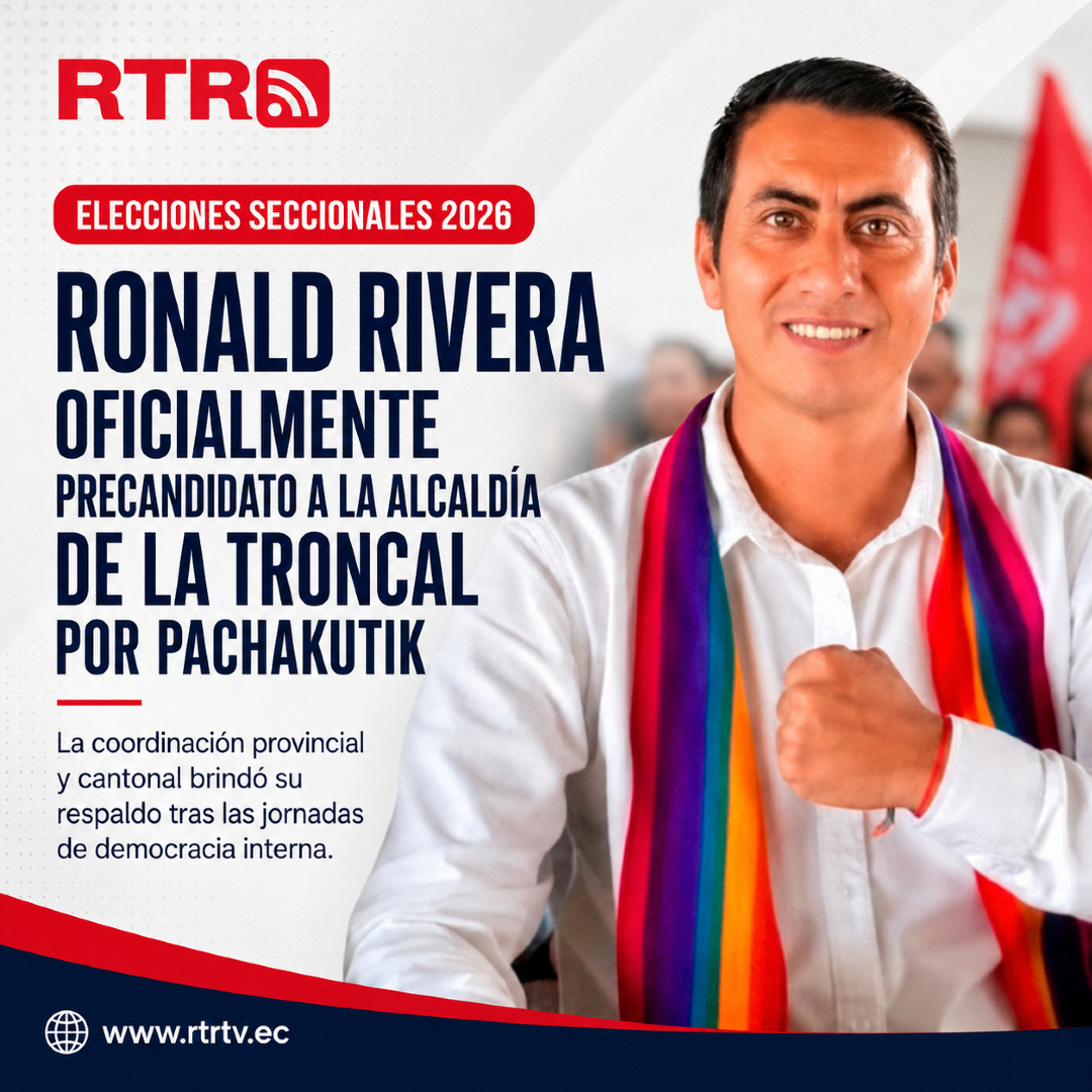 rtrecuador's tweet photo. 🗳️ #LaTroncal | RONALD RIVERA ES OFICIALMENTE PRECANDIDATO A LA ALCALDÍA POR PACHAKUTIK

Ronald Rivera fue oficializado como precandidato a la Alcaldía de La Troncal por el Movimiento Pachakutik, luego de cumplirse las jornadas de democracia interna de la organización política.

De acuerdo con la información generada tras este proceso interno, la coordinación provincial y cantonal del movimiento brindó su respaldo a Rivera para encabezar la propuesta electoral en el cantón.

Con esta definición, Pachakutik empieza a consolidar su participación en el escenario político local, de cara a las próximas elecciones seccionales.

La oficialización de Ronald Rivera se suma al proceso de definición de candidaturas que ya se desarrolla en La Troncal, donde varias organizaciones políticas empiezan a perfilar sus cartas electorales.

RTRTV, la señal que va contigo.
Más información en [https://t.co/u9QAqM4eTE](https://t.co/kz224EAzwI