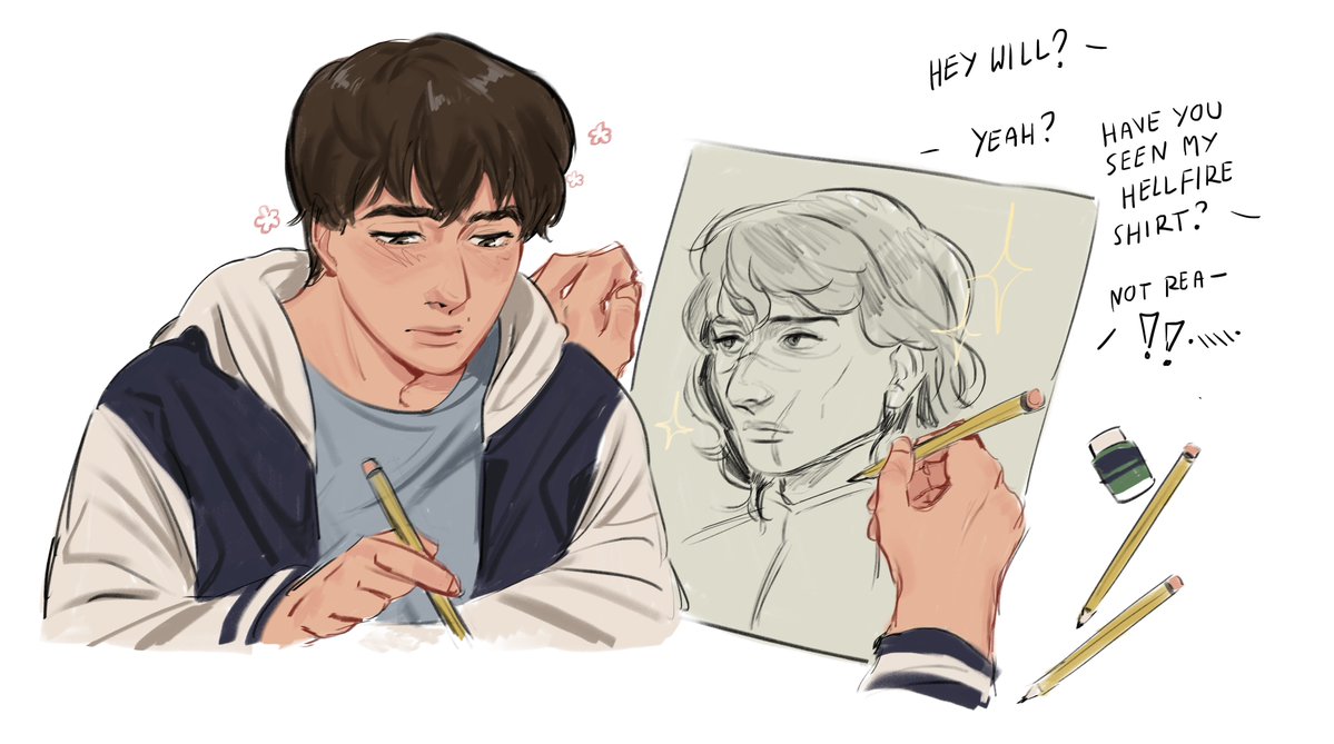 lestappen_craze's tweet photo. Part one :P What do you think Will saw to react this way? Sneaky way to get people to interact more 🥹Also I wish I too looked this pretty while I draw lmao #byler #bylerart #bylerau #bylertwt #willbyers #mikewheeler #paladinmike https://t.co/9nfcX25Fe9