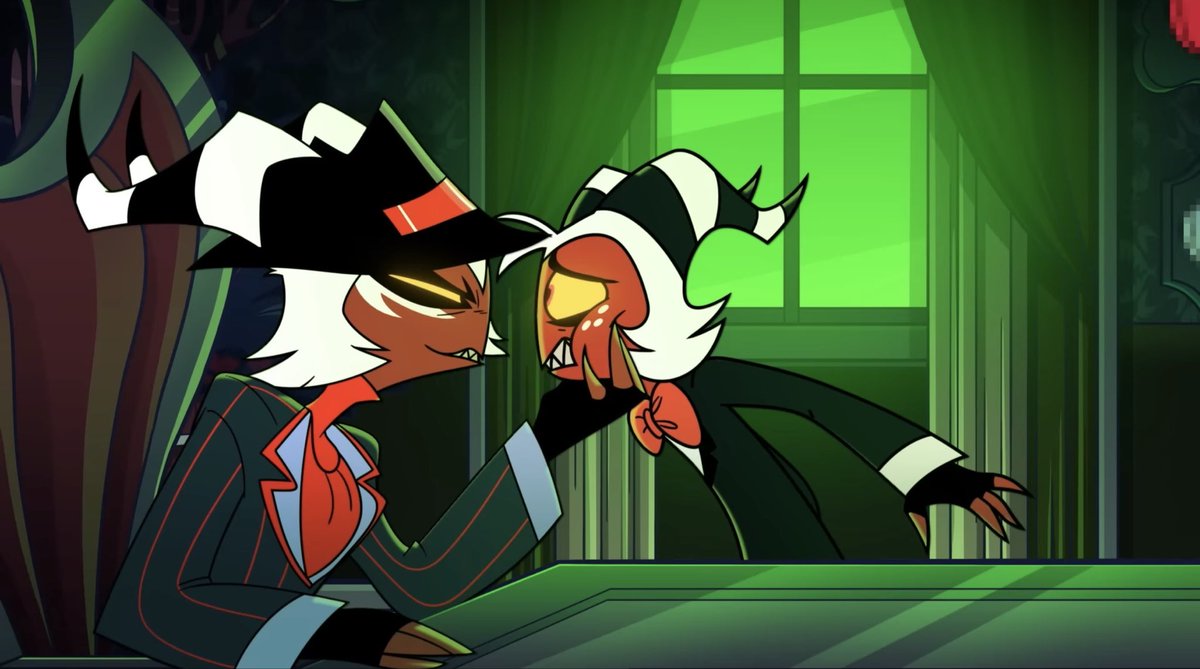 rodeorosebud's tweet photo. i actually like that moxxie looks like a carbon copy of crimson. because even though they look extremely similar, moxxie is so different personality wise from his father. he’s much more like his mother. https://t.co/XdcAODOxbL