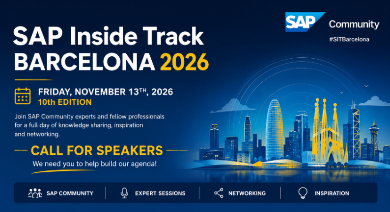 sitbarcelona's tweet photo. 🚨 Tomorrow is the day !
The #SAP Inside Track #Barcelona 2026 Call for Speakers opens tomorrow. 🎉
Watch this space for the submission link and join us in building the agenda for our 10th edition.
#SITBCN #SAPCommunity #SAPInsideTrack #CallForSpeakers https://t.co/2RMi67euVz