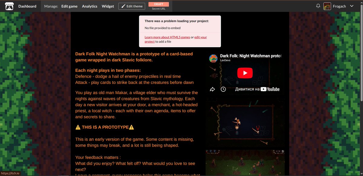 LevDevsGames's tweet photo. Working on my itch page for a game prototype

Not playable yet, but soon you'll be able to try it and share your feedback

#indiegame #gamedev https://t.co/HSDFGTfJxN