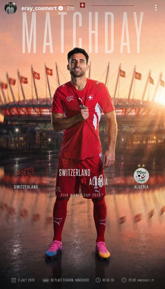 Valencia360_'s tweet photo. ⚔️🇨🇭 Hoy juega nuestro Eray Cömert en el Mundial https://t.co/BT0zEr2Vv8