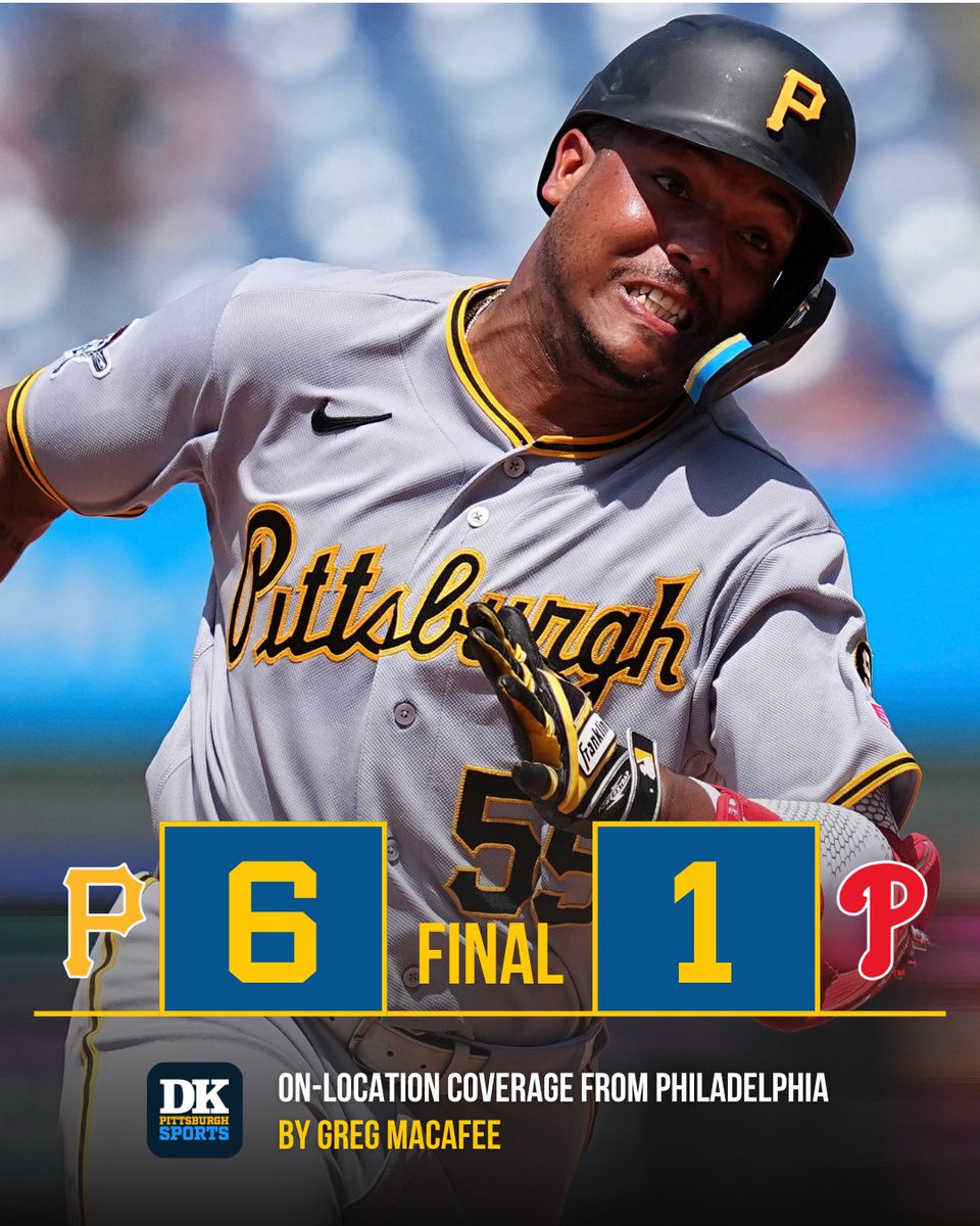 DKPghSports's tweet photo. Our all-original, always-on-location, FREE coverage by Greg Macafee of the #Pirates 6-1 win over the #Phillies today in Philadelphia ... headlined by more magic from Esmerlyn Valdez: https://t.co/wsGewRoVYs
#DKPS #MLB #PITvsPHI #LetsGoBucs #RingTheBell https://t.co/0k1tqsaKSN