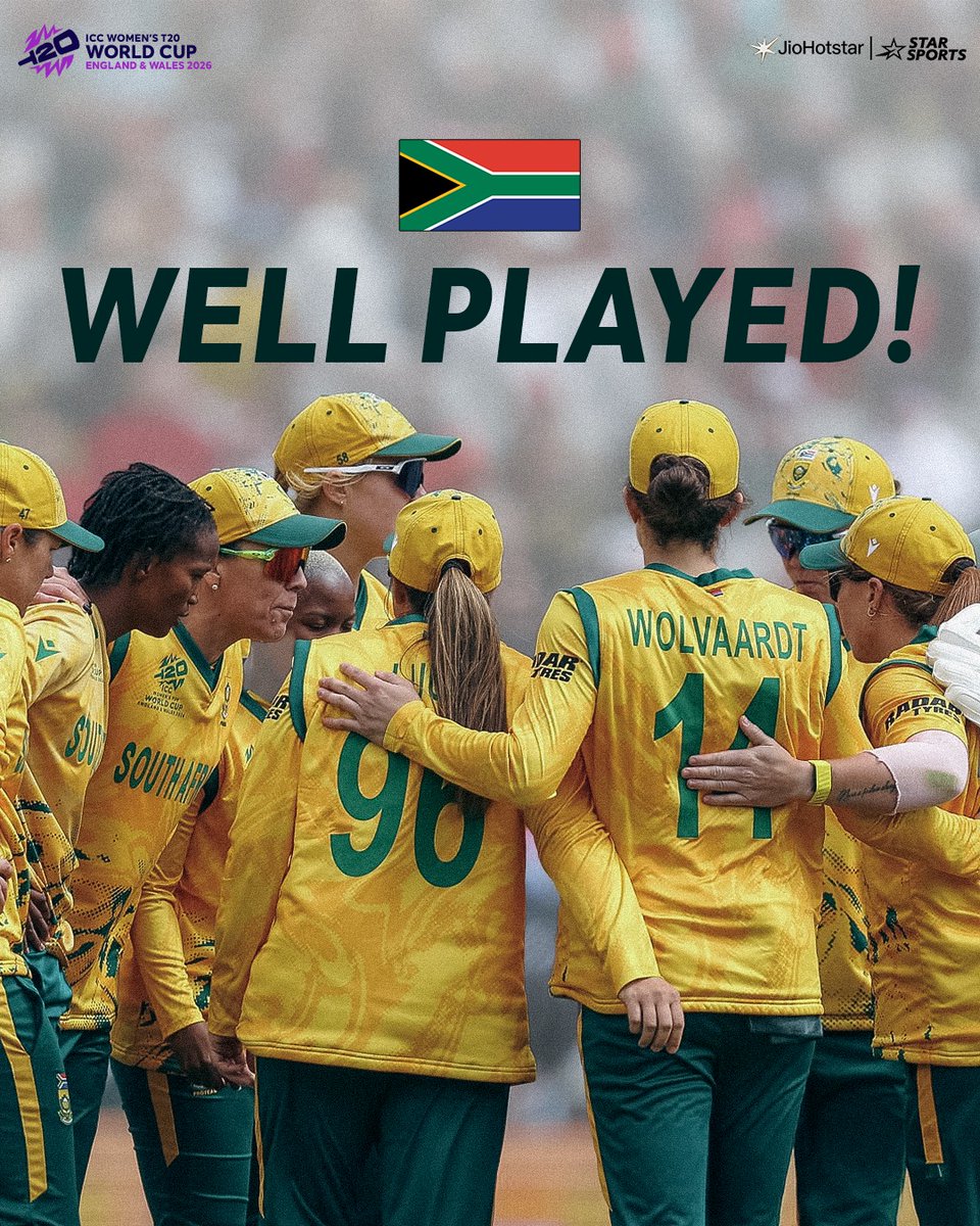 StarSportsKan's tweet photo. Well played South Africa!👏

ಈ ಬಾರಿಯೂ ಗೆಲುವಿನ ಸನಿಹ ಬಂದು ಎಡವಿದ್ದಾರೆ. 🇿🇦

#T20WorldCup 2026 #ENGvSA 

[Lauren Bell, Nat Sciver-Brunt, Heather Knight, Sophie Ecclestone] https://t.co/ACdd49Go7l