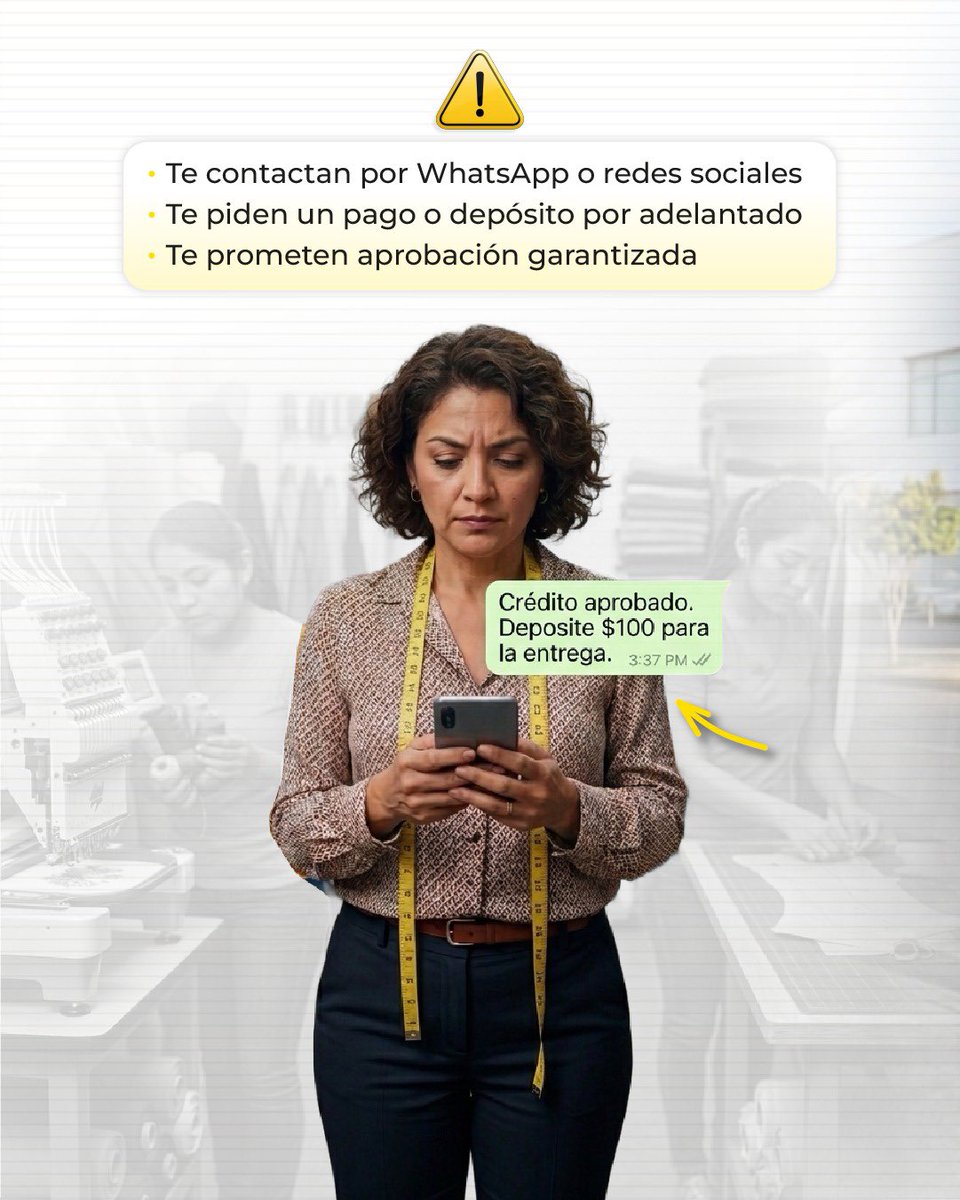 BanEcuadorBP's tweet photo. ⚠️ ¿Te “aprobaron” un crédito por WhatsApp y te piden pagar por adelantado? Es una estafa. 🚓

✅En BanEcuador nuestros procesos son directos, gratis y seguros. Sin intermediarios. Sin tramitadores.

✅Conoce las 3 señales para no caer 

⬇️⬇️⬇️

📞 1800-000700 | 🌐 https://t.co/L8sWR72Uu5

#BanEcuador #CanalesOficiales