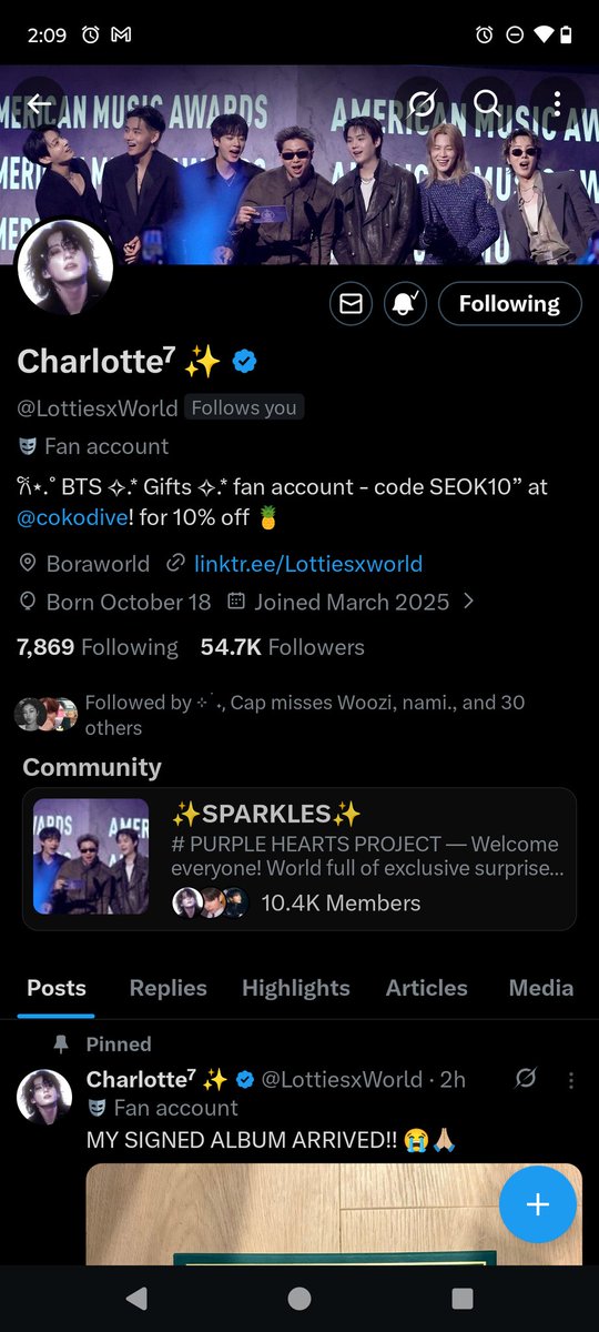 jae_karlyn_'s tweet photo. @cokodive @LottiesxWorld @UKBTSARMATION Thank you for the opportunity cokodive, hopping and everyone good luck 🤞🍀💜 https://t.co/ynUp1TkDDI