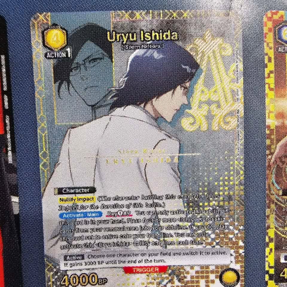 ARS_maniac's tweet photo. #ユニオンアリーナ #ユニアリ #BLEACH 
石田 雨竜
特徴： 星十字騎士団
【インパクト無効】
【起動メイン】【APを1支払う】このカードが手札にある場合のみ発動できる。自分のリムーブエリアから〈黒崎 一護〉を4枚以上場外に置いてもよい。そうした場合、このカードを自分のフロントLにアクティブで登場させる。〈石田 雨竜〉のこの効果は1ターンに1回のみ発動できる。
トリガー：【アクティブ】

ソース→https://t.co/VpnRtxAX3C
※画像の解像度が低いため、あくまで参考用です。