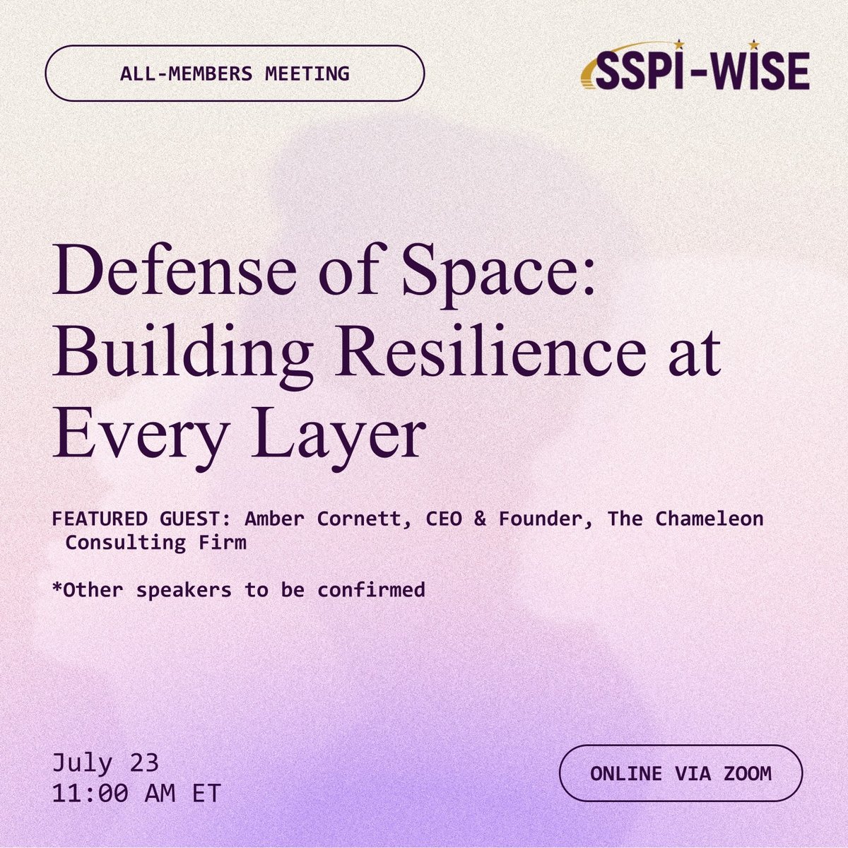 sspi's tweet photo. Join SSPI-WISE on July 23 for Defense of Space: Building Resilience at Every Layer

Register here: https://t.co/yqlbniu1d3

#SSPI #SSPIWISE #DefenseofSpace #Cybersecurity https://t.co/5vgGtYgq4q