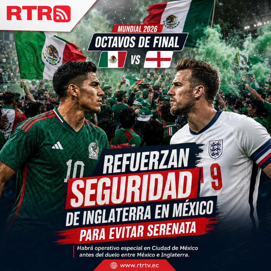 rtrecuador's tweet photo. #Mundial2026 | REFORZARÁN SEGURIDAD DE INGLATERRA EN MÉXICO PARA EVITAR DESMANES E IRRESPETO

La seguridad en los alrededores del hotel donde se concentrará la Selección de Inglaterra será reforzada en la Ciudad de México, previo al duelo de octavos de final ante México por la Copa del Mundo 2026.

La medida busca evitar disturbios nocturnos y que se repita una situación similar a la registrada antes del partido entre México y Ecuador, cuando un grupo de aficionados se concentró en las afueras del hotel de la Tri para realizar una “serenata” con ruido, cubetas, sartenes, garrafones, cláxones y motores, con la intención de afectar el descanso de los jugadores.

Tras ese antecedente, los organizadores activarán un operativo especial para recibir al combinado inglés, que tiene previsto arribar el viernes por la noche a la capital mexicana, luego de eliminar a Congo RD en la ronda de dieciseisavos.

Inglaterra cumplirá los protocolos FIFA el sábado y enfrentará a México el domingo en el Estadio Ciudad de México, en un partido que ya genera alta expectativa dentro y fuera de la cancha.

La Federación Ecuatoriana de Fútbol, después de lo ocurrido en la ronda anterior, hizo pública su queja ante los organizadores por los inconvenientes registrados durante su llegada y concentración en México.

RTRTV, la señal que va contigo.
Más información en https://t.co/YlzOGXnfCN