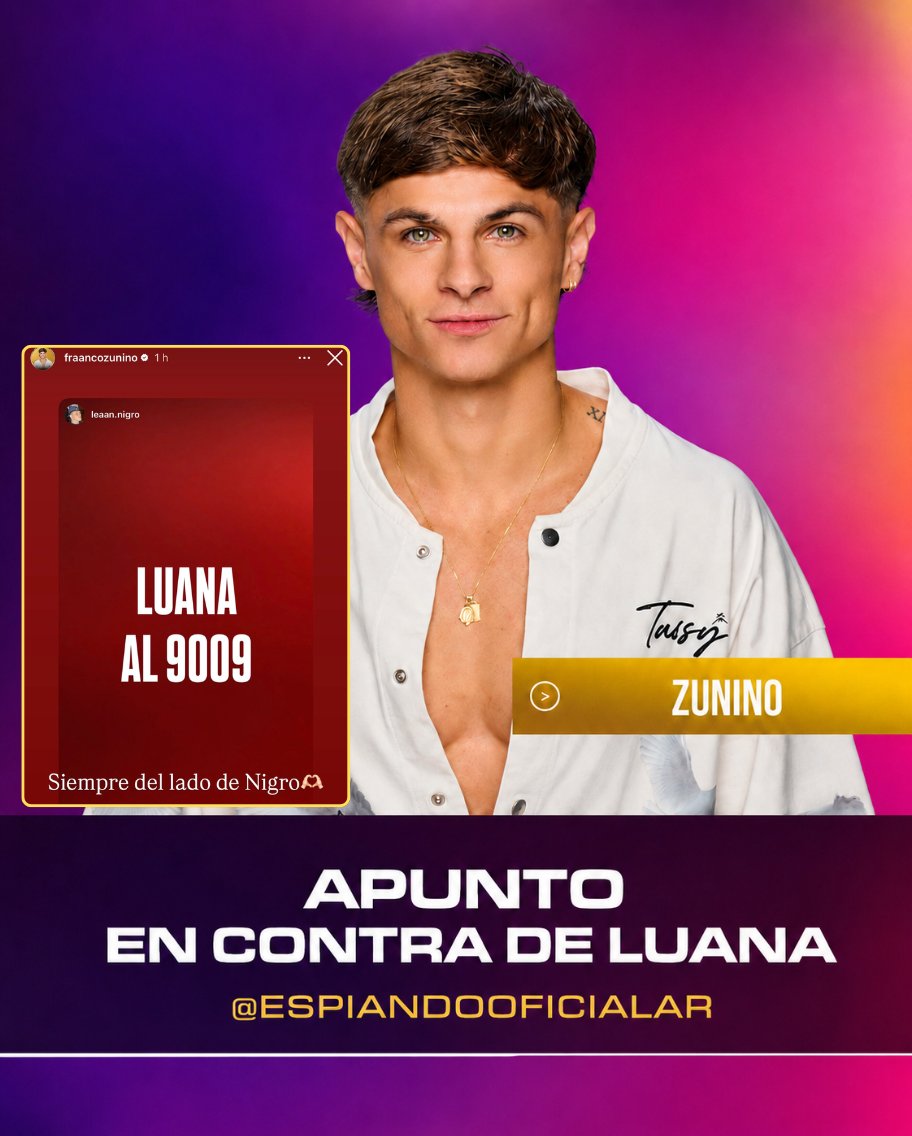 EspiandoOfIcial's tweet photo. ❌ Zunino apunto en contra de Luana en sus stories de Instagram 😱 ¿Que te parece? #GranHermano https://t.co/qIVjaY6bLS