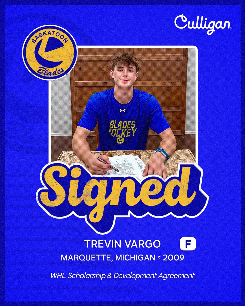 BladesHockey's tweet photo. PEN TO PAPER ✍️

We’re thrilled to announce the signing of 2009-born forward, Trevin Vargo! https://t.co/eJ0cT1Dnm6