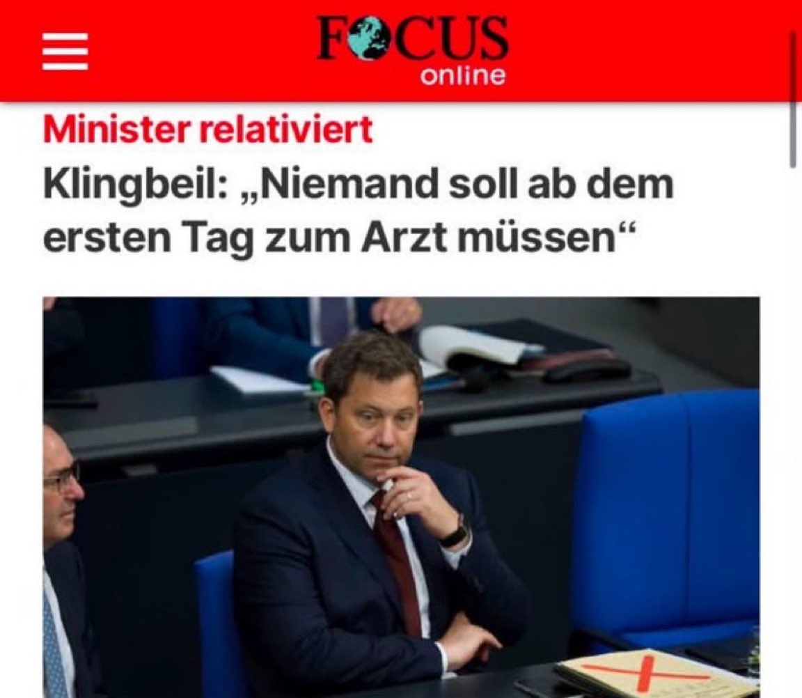 RCRaven1's tweet photo. Die Regierung wollte den faulen Arbeitnehmer endlich disziplinieren. Dann fiel ihr auf, dass der kranke Arbeitnehmer vielleicht wirklich krank sein könnte. Und dass Arztpraxen keine Drive-in-Schalter für Kanzler-Misstrauen sind.

Das ist kein durchdachter Reformansatz. Das ist Symbolpolitik gegen ein angebliches Arbeitnehmerproblem. Man nimmt einen statistischen Effekt, mischt ihn mit Misstrauen gegen Beschäftigte und verkauft das als Modernisierung. Danach merkt die SPD, dass das bei Ärzten, Arbeitnehmern und halbwegs denkenden Menschen nicht gut ankommt, und erklärt: So schlimm meinen wir das doch gar nicht.