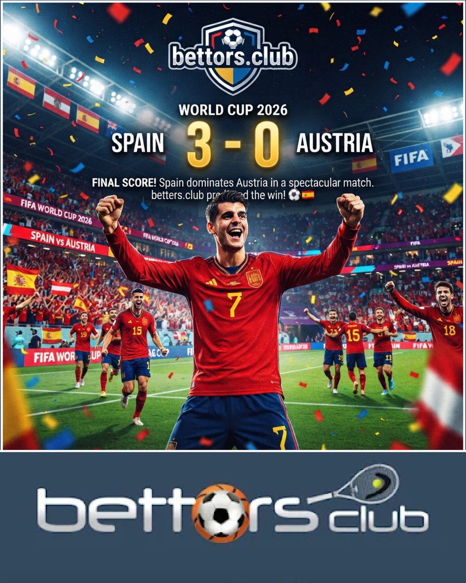 BettorsClub's tweet photo. SPAIN 3 - 0 AUSTRIA #worldcup https://t.co/RhThGgBs37