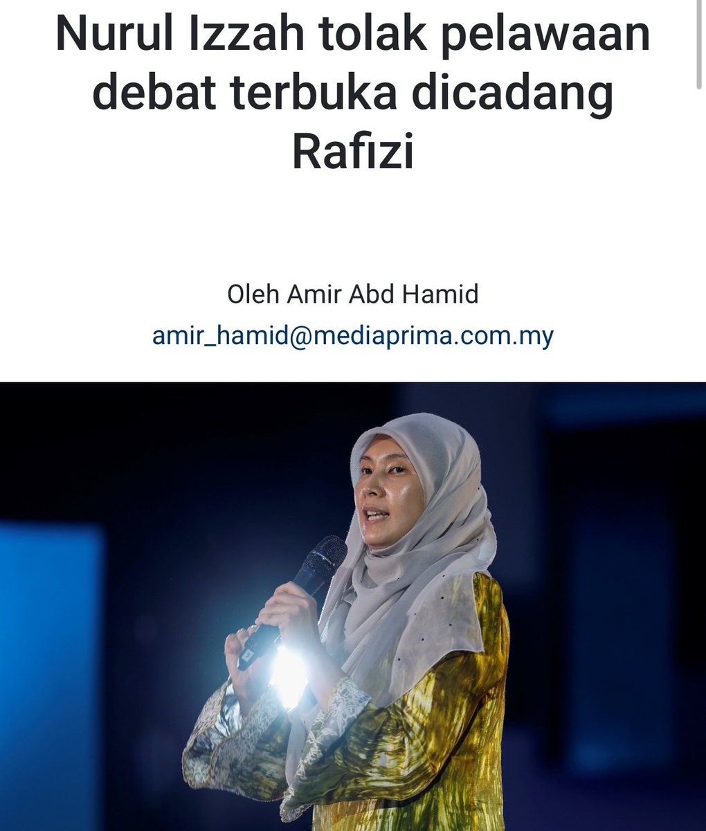 kamylladam's tweet photo. Kamu kata Onn Hafiz tak berani nak berdebat. Dahulu, Rafizi pernah mencadangkan debat terbuka dengan Nurul Izzah, namun Nurul Izzah tolak pelawaan Rafizi. 

Kenapa masa itu kamu tak kata pula yang Nurul Izzah ni takut dan tak berani nak berdebat wahai @fahmi_fadzil 😂 ? https://t.co/jI2CySLa7O