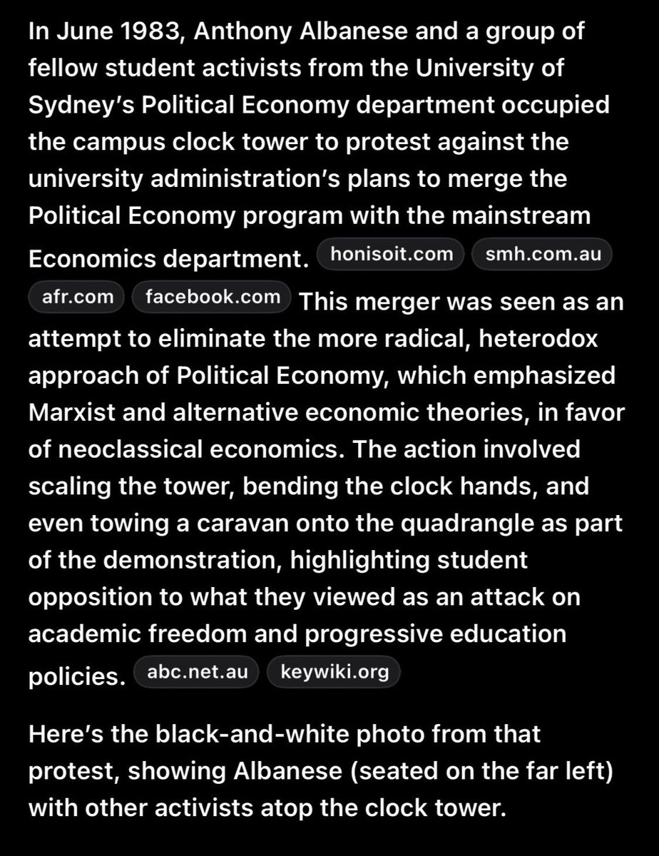 HDealla's tweet photo. @JimThom90458694 He’s a Commie activist - nothings changed since his youth and vandalism of his Uni clock tower. 

Save the images to a folder - they keep disappearing off my devices and feed. https://t.co/MBV26sRPN3