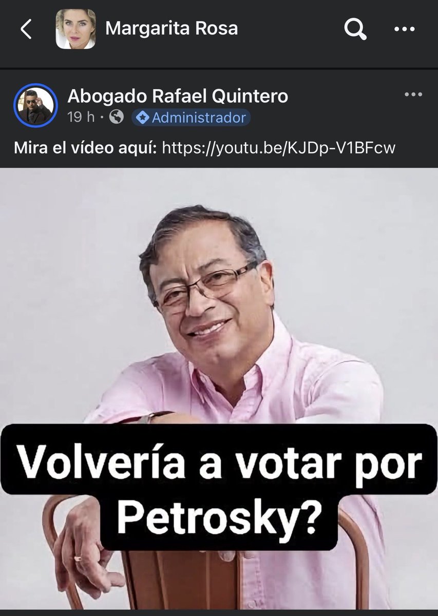 javiernando10's tweet photo. @Margaritarosadf hola margarita quería comentarte que hay una persona que tiene un grupo en facebook y esta utilizando tu foto y solo pública mentiras contra el gobierno y sube links que llevan a YouTube  te dejo las fotos que tome del supuesto grupo https://t.co/eysUV7QJUt
