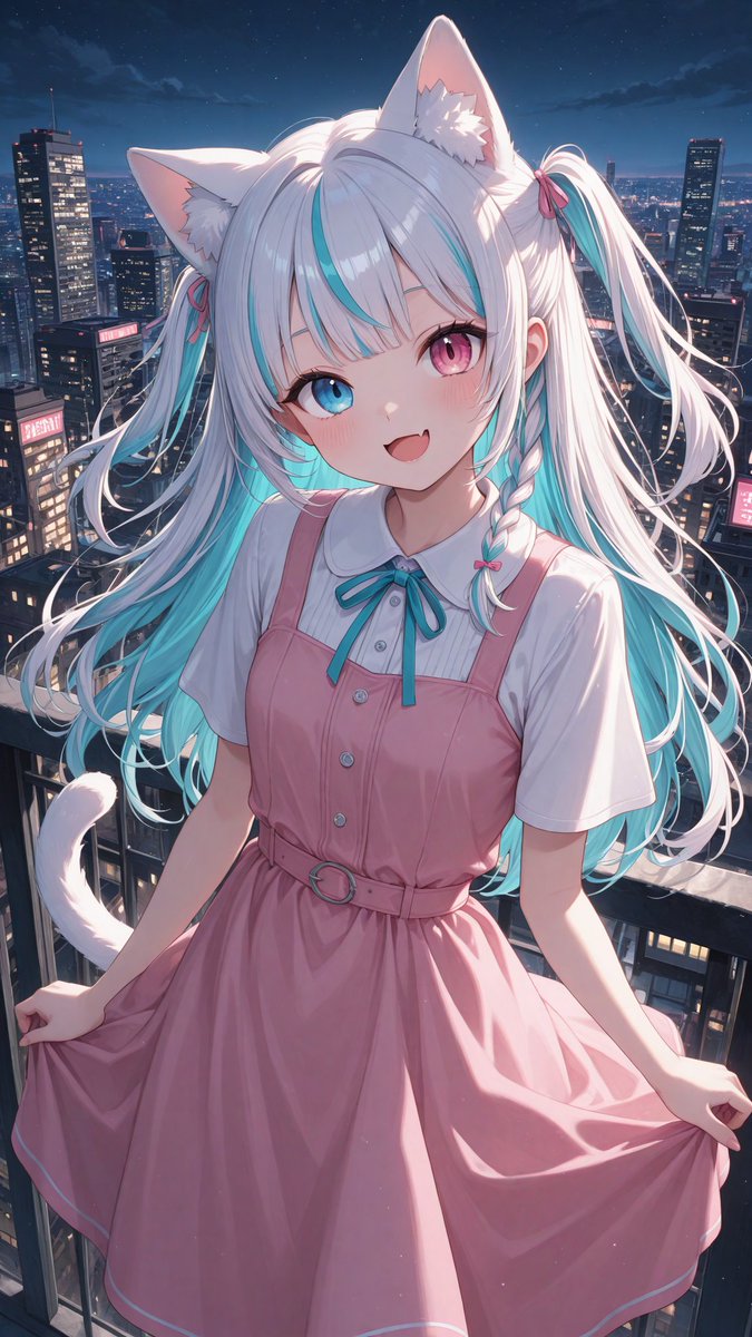 i214's tweet photo. City lights and cat ears — a quiet night. ✨

#animegirl #catgirl #neonights #streetstyle #illustration https://t.co/rNyoxaYwui