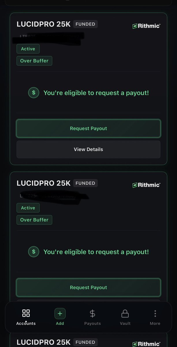 _sabah7's tweet photo. Requesting my 2nd payout across these 5 accounts. 12.5k over 6 days I can’t complain!  

When I started trading I was happy with an extra 2-3k a month. Then I got ambitious and aimed for 5k months. And before I knew it I was hitting 10k then 20k and last month 100k. 
Like it’s fully insane. Money doesn’t seem real at this point. 

Passed my 5 Tradeify accounts 
Got 5 Topstep accounts halfway passed. I can’t lie I fell out with Topstep a long time ago, giving it another try. Wish me luck 🤣