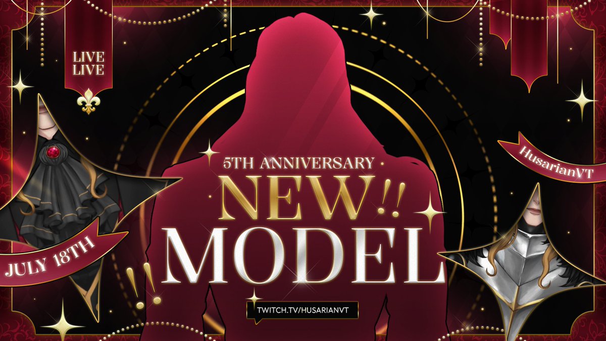 HusarianVT's tweet photo. Little announcement, but in a couple weeks I will be celebrating my FIVE YEAR ANNIVERSARY as a streamer! 

We'll be having a little game night with the community, but more importantly, I will finally get to debut a BRAND NEW MODEL!!!

Can't wait to see you then! https://t.co/pcGF6DkF1e