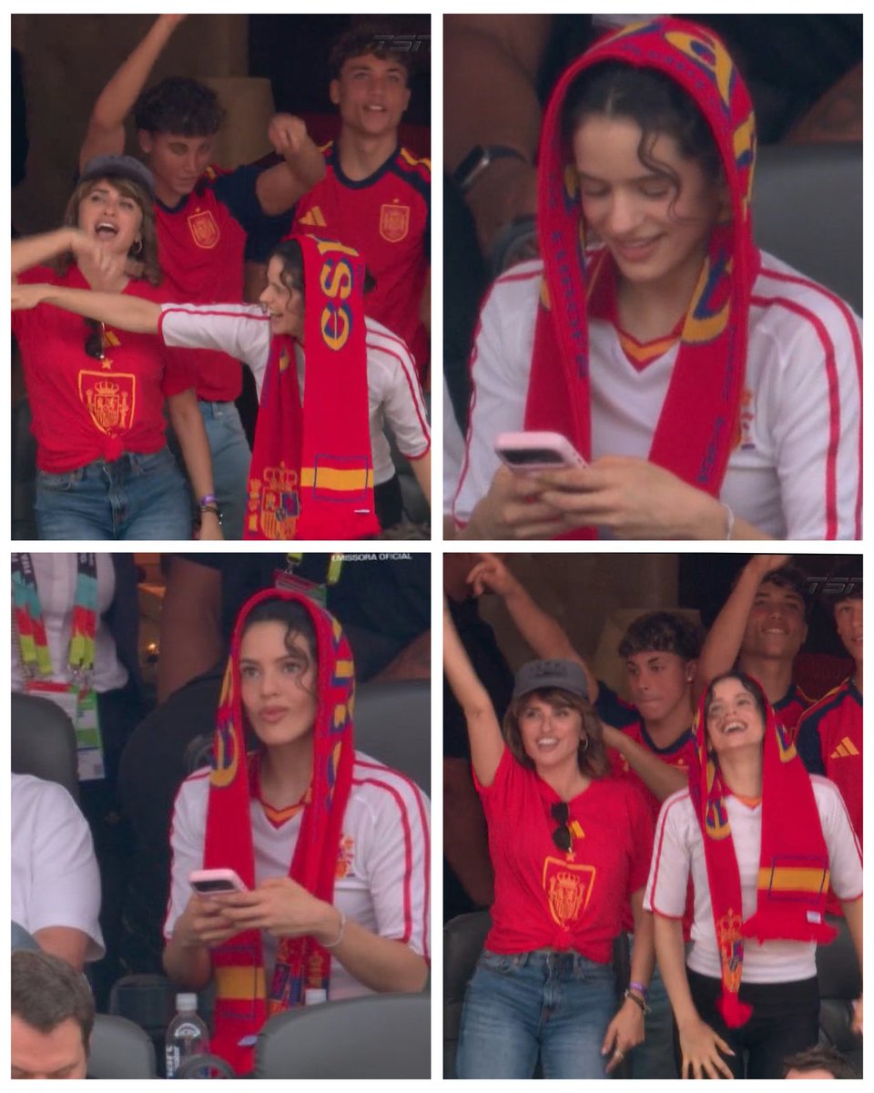 estacion40py's tweet photo. ¡Rosalia y Penélope Cruz hoy durante el partido de España! 🙌😍 https://t.co/0qCdsQWYIQ