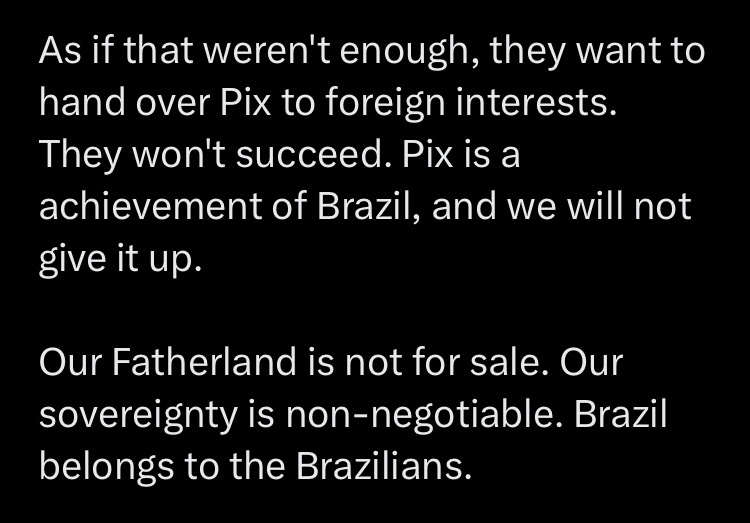 BRASILWIRE's tweet photo. “Our Fatherland is not for sale. Our sovereignty is non-negotiable. Brazil belongs to the Brazilians.” 

President Lula again attacks Bolsonaro’s strategy of trading electoral interference from Trump in exchange for Brazil’s future. https://t.co/xGGV8AOzxa