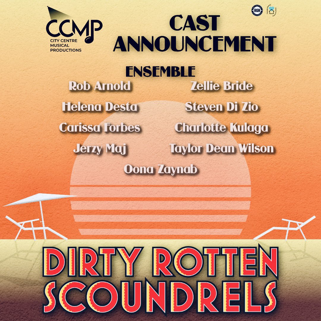 CcmpMusical's tweet photo. Announcing the cast of Dirty Rotten Scoundrels! We look forward to presenting our 40th season show. Single  tickets go on sale Aug 3, 2026. https://t.co/xJcLGUxxY7 
Encore Series Subscriptions available now. https://t.co/ODBWHWLuWB
@saugalive @meadowvaletheatre 
#ccmp #insauga https://t.co/S6p2wxtBy6