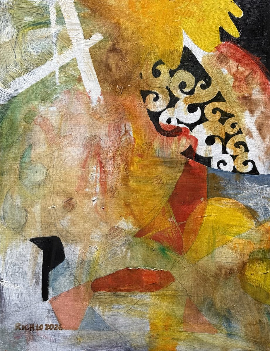 Artclicker's tweet photo. Small Pond. A fish drifts to the shadow underneath a big leaf. #abstractart https://t.co/8IPu0CQ6dQ