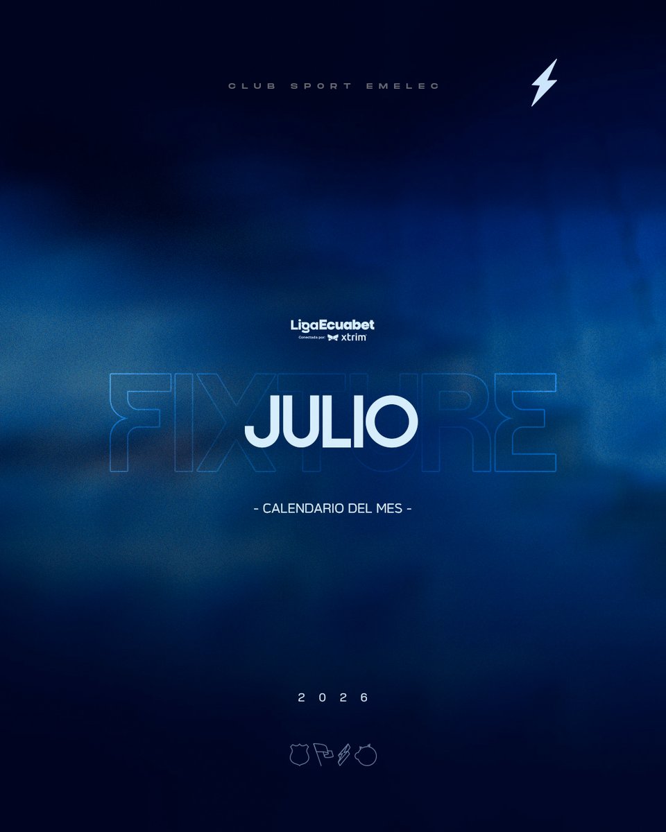 CSEmelec's tweet photo. 🗓️ Así será nuestro mes de julio. ⚡

Seis partidos por delante. Solo dos en casa.

Hagamos sentir el George Capwell. 💙

#VolviendoASerEmelec 🔵 https://t.co/YJq9mRpy5F