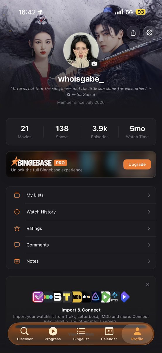 whoisgabe_'s tweet photo. 🚨ATENÇÃO: o app se chama BingeBase. Tem para IOS e Android. O site funciona super bem e foi o que achei mais completo de tds que testei. Tem até como colocar quantas vezes rewatched o drama. Tem filmes, series e doramas no mesmo app e mts ferramentas GRATIS. https://t.co/1UrOFqOob4