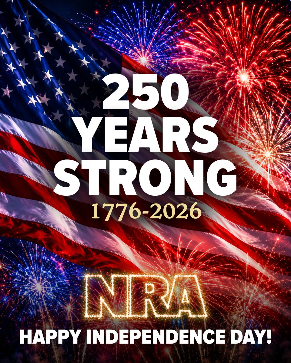 NRA's tweet photo. For 250 years, brave Americans have defended the freedoms that define our nation. The NRA proudly carries that legacy forward by defending the Constitution and the Second Amendment.

May the spirit of 1776 continue to inspire future generations. Happy 250th, America. 🇺🇸 https://t.co/MFdYFgW2Fo