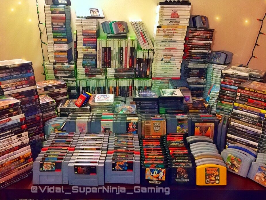 VidalSuperninja's tweet photo. I am so very much in love with my Game collection. No amount of digital hype propaganda, argument about convenience, market trend BS or otherwise is gonna change my mind about this. Physical Media FOREVER! https://t.co/jLt5oDl44S