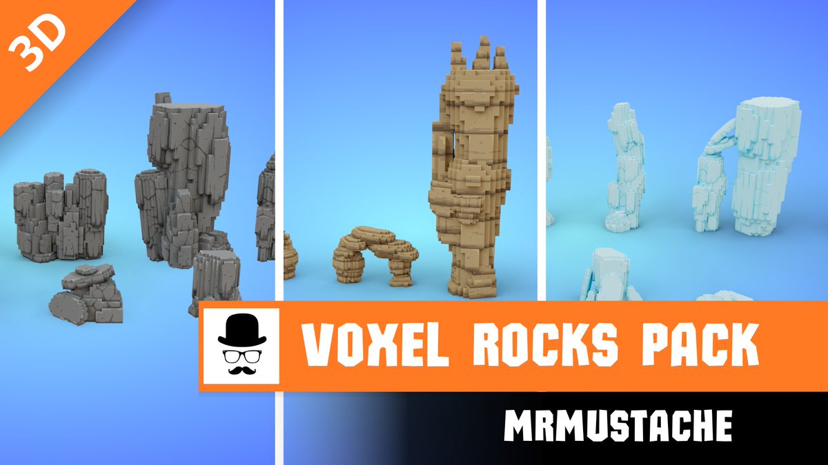 MrM_Games's tweet photo. Voxel Rocks & Cliffs Pack: A set of 85 low-poly voxel models across 3 themes: Standard Stone, Desert, and Ice/Iceberg.
Stores: https://t.co/CEpcl2eGMq
#Voxel #GameAssets #IndieGameDev #Magicavoxel #3DArtist #voxelart #unity3d #gamedev #godot #lowpoly #voxelart #environment https://t.co/6maeywVuTG