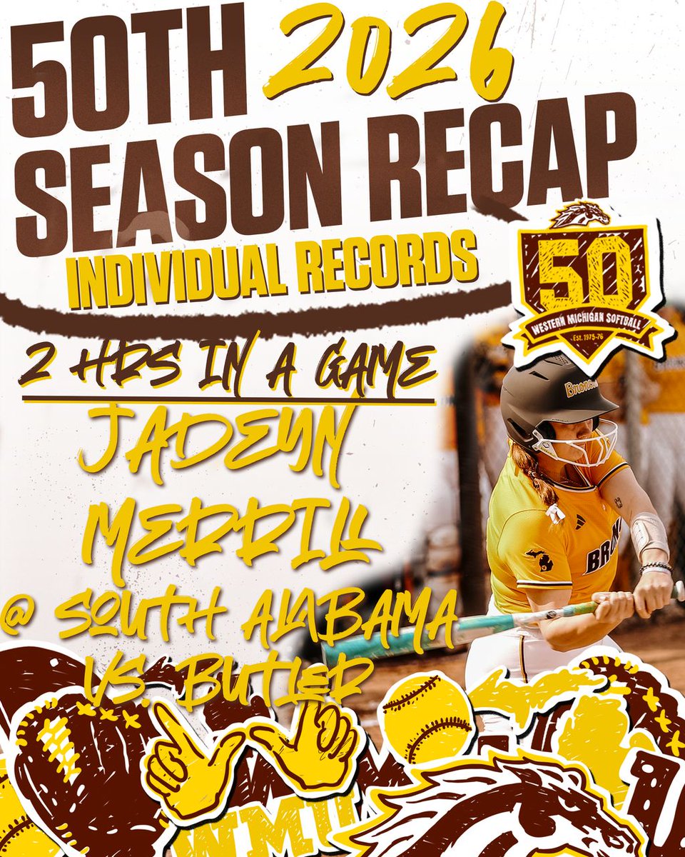 WMUSoftball's tweet photo. A record season for team home runs also means a record season for individual home runs! 💥 

#BroncosReign🐎 https://t.co/8mnFPn41s9