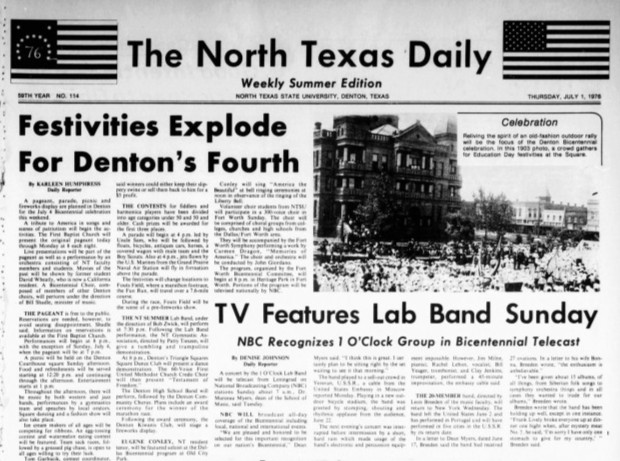 UNTsocial's tweet photo. As America celebrates its 250th birthday this Independence Day, we're looking back at Denton's Bicentennial celebration in 1976. 🇺🇸

Parades, picnics, a 7.6-mile fun run at then-Fouts Field, fireworks, and plenty of #MeanGreenSpirit. 💚

How are you celebrating the Fourth? https://t.co/LhAgetu4JB
