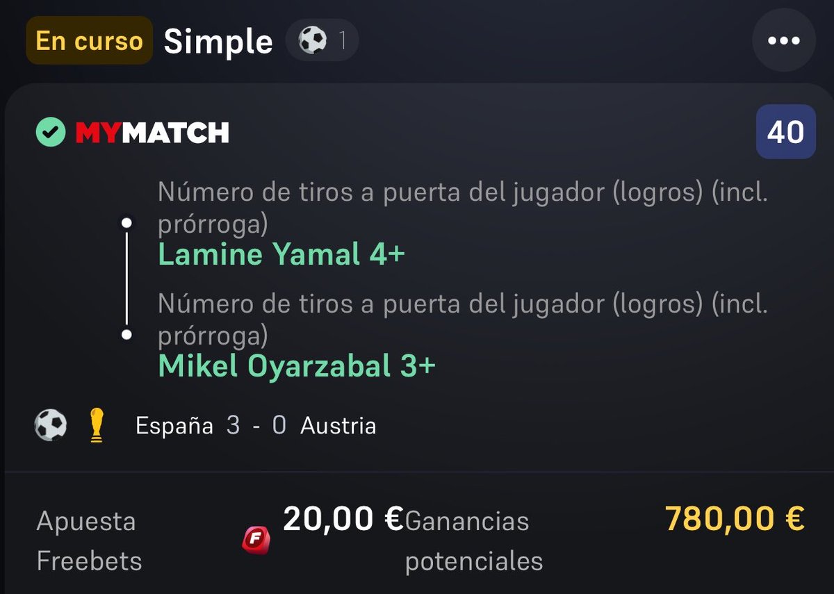 ApuestasElite7's tweet photo. ‼️✅ HISTÓRICA CUOTA 40 ✅‼️

¡VIVA ESPAÑA SIEMPREEEEEEEE! 🇪🇸 

🎁 Voy a regalar 2 premios de 40€ entre todos los que den ❤️ al tweet‼️

👇Link 1 comentario vamos a dejar todo free para el portugal vs croacia🍿