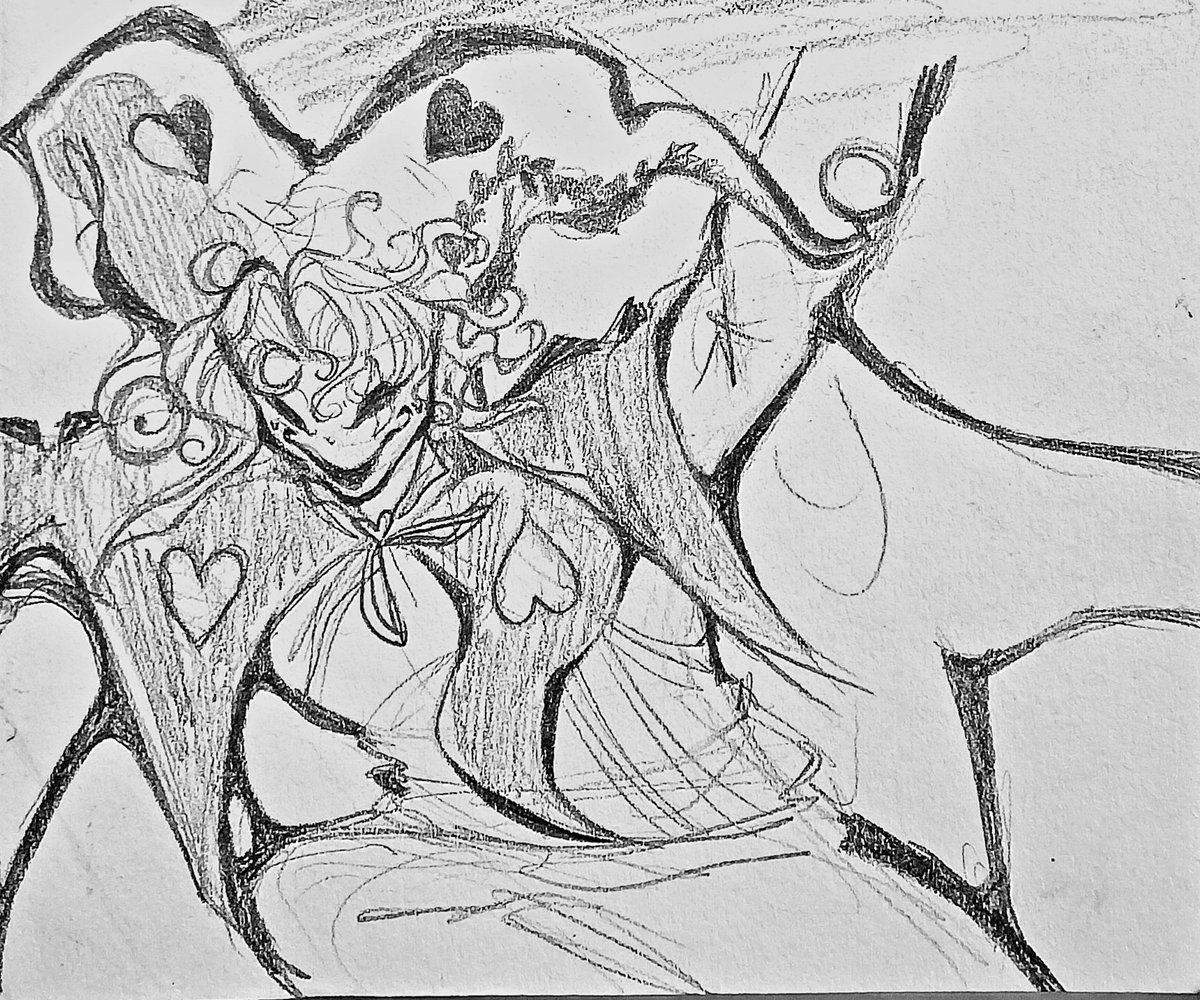 rabbitcream_pie's tweet photo. been sitting on these pencil doodles of harlequin for a few weeks, still learning how to draw him the way i HC him ! so far i love drawing his hat and hair 🫶🏼

(and drawing him shirtless it seems lol)
🌶🌶🌶🌶 https://t.co/uzhnPQZRBs