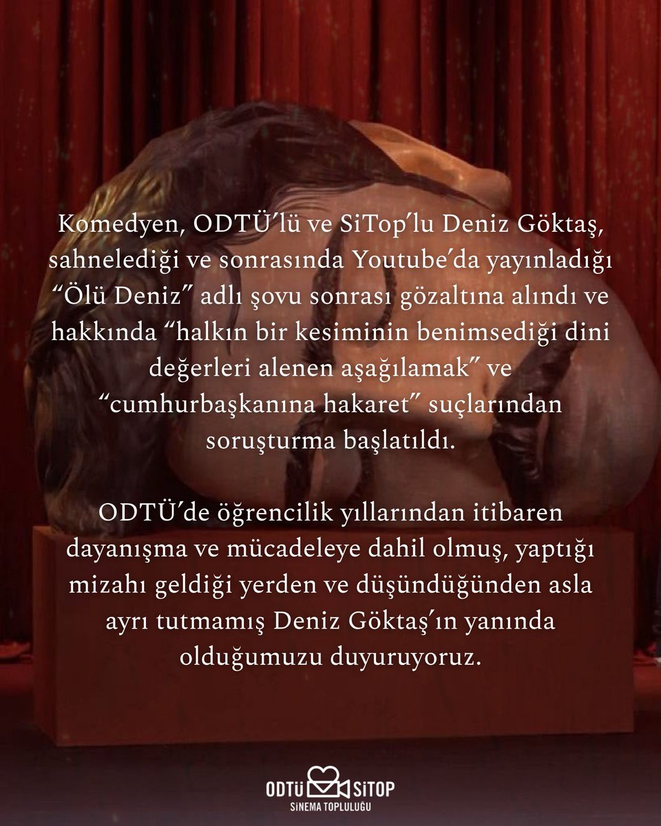 sitopodtu's tweet photo. ODTÜ Sinema Topluluğu olarak çok resmi açıklamamızdır: https://t.co/0LeyjF54wP