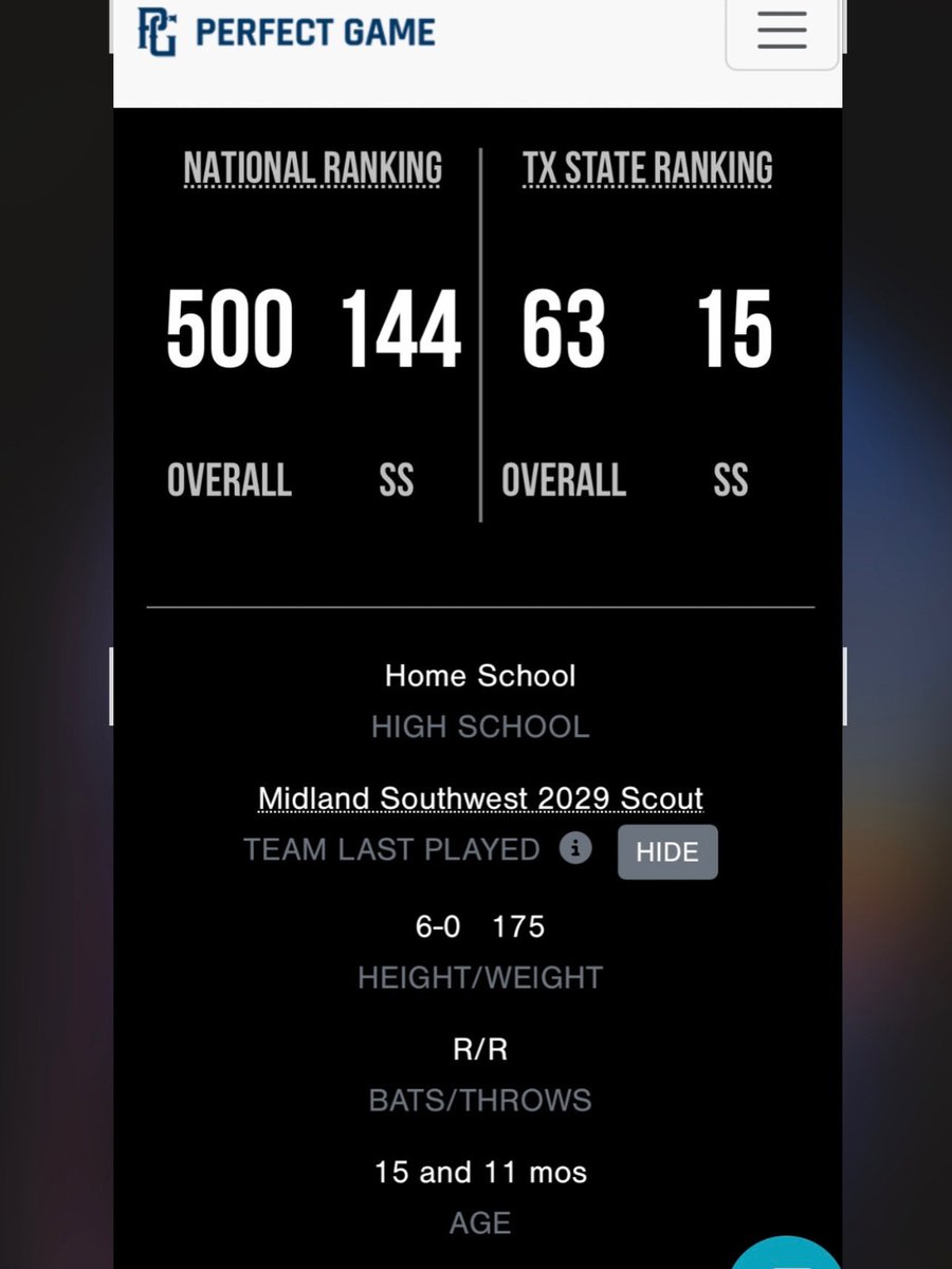 Rivers2029's tweet photo. New national ranking and 15th shortstop overall in Texas https://t.co/8n3630ofAZ