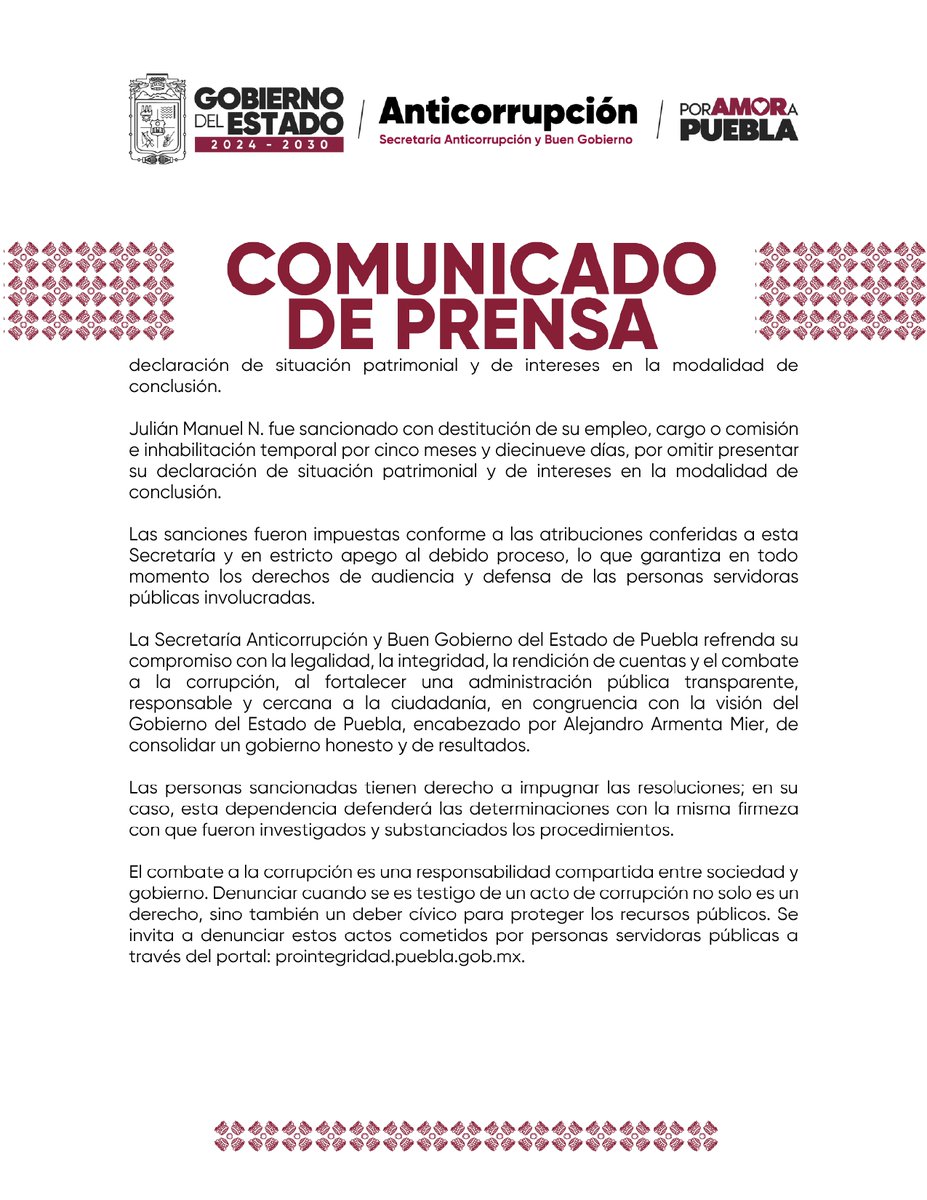 BuenGobiernoPue's tweet photo. 📢 Comunicado importante. 

El @Gob_Puebla, a través de esta Secretaría, comparte información de interés para la ciudadanía.

#PorAmorAPuebla https://t.co/B2xcQ5O2pe