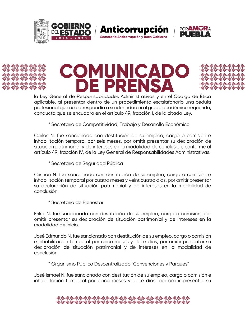 BuenGobiernoPue's tweet photo. 📢 Comunicado importante. 

El @Gob_Puebla, a través de esta Secretaría, comparte información de interés para la ciudadanía.

#PorAmorAPuebla https://t.co/B2xcQ5O2pe