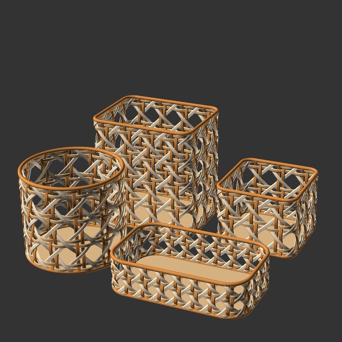 matths's tweet photo. The fully customisable basket made from Vienna weaving is truly a satisfying result. I enjoy experimenting with the many different variations. #OpenSCAD #3dprinting https://t.co/OMmcTKPAXP